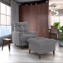 Conjunto p/ Sala Montreal 1 Poltrona Decorativas e 1 Puff Bouclê Cinza - Matrix