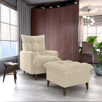 Conjunto p/ Sala Montreal 1 Poltrona Decorativas e 1 Puff Bouclê Natural - Matrix Conjunto p/ Sala Montreal 1 Poltrona Decorativas e 1 Puff Bouclê Natural - Matrix