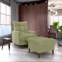 Conjunto p/ Sala Montreal 1 Poltrona Decorativas e 1 Puff Bouclê Oliva - Matrix Conjunto p/ Sala Montreal 1 Poltrona Decorativas e 1 Puff Bouclê Oliva - Matrix