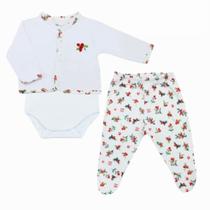 Conjunto Pagão Bebê 3 peças estampa NATAL CRANBERRY - Mini Bear