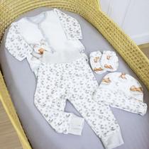 Conjunto Pagão Bebê em Plush Quente e Macio Conforto Antialérgico Urso Luar