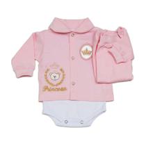 Conjunto Pagão Bordado Príncesa Uhbebê 1202 - Cor Rosa - RN
