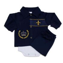 Conjunto Pagão Bordado Uhbebê - Realeza 1334 Marinho
