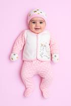 Conjunto Pagão Plush Quente Antialérgico Conforto Para o Bebê Elefantinha Rosa