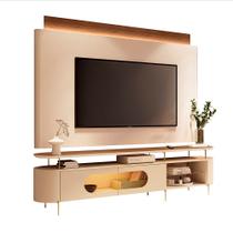 Conjunto Painel c/LED Majestade Bancada Greta TV até 85 Polegadas Off White/Castanho G26 - Gran Belo