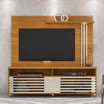 Conjunto Painel com Rack Bancada Regice 2 Portas Deslizantes MDP até 65 Cinamomo/OffWhite G97 - Gran Belo Conjunto Painel com Rack Bancada Regice 2 Portas Deslizantes MDP até 65 Cinamomo/OffWhite G97 - Gran Belo