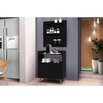 Conjunto Painel e Aparador Cantinho do Café Suiça Preto Fosco Conjunto Painel e Aparador Cantinho do Café Suiça Preto Fosco