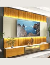Conjunto Painel e Home Rack Suspenso Reflecta Com Led Akin Cor:Madeira Conjunto Painel e Home Rack Suspenso Reflecta Com Led Akin Cor:Madeira