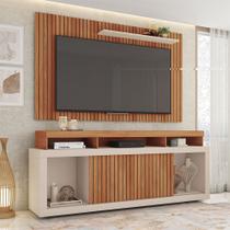 Conjunto Painel e Rack Bancada Toquio 180cm MDP Portas de correr Ripado Freijo/OffWhitte G11-Gran Belo Conjunto Painel e Rack Bancada Toquio 180cm MDP Portas de correr Ripado Freijo/OffWhitte G11-Gran Belo