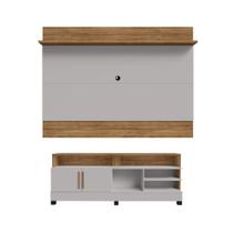 Conjunto Painel e Rack Boston Cinamomo Off White Conjunto Painel e Rack Boston Cinamomo Off White