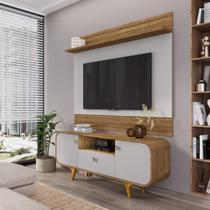 Conjunto Painel e Rack Madri Cinamomo Off White Conjunto Painel e Rack Madri Cinamomo Off White