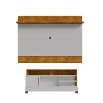 Conjunto Painel e Rack Rivia Naturalle Off White Conjunto Painel e Rack Rivia Naturalle Off White