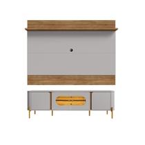 Conjunto Painel e Rack Rivia Naturalle Off White