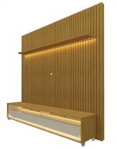 Conjunto Painel Home para TV Até 75 Ripado Com Rodízios Rio