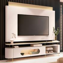 Conjunto Painel Nobre c/LED e Bancada Ária TV até 85 Polegadas Off White/Champagne G26 - HB Móveis