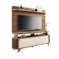 Conjunto Painel para TV até 70 Polegadas Curv e Bancada Alba Castanho/Off White G26 - Hb Móveis
