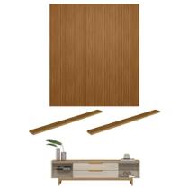 Conjunto Painel Ripado e Rack TV 75' Ottis Tauri Off White Conjunto Painel Ripado e Rack TV 75' Ottis Tauri Off White