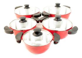 Conjunto Palenas Aluminio Fundido Gulê 5 pç Tampa De Vidro Conjunto Palenas Aluminio Fundido Gulê 5 pç Tampa De Vidro