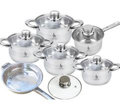 Conjunto Panela 5 Pçs Aço Inoxidável P/ Fogão Indução E Gás