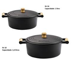 Conjunto Panela Caçarola De Ferro Fundido e Cabo De Madeira Nr 16 e Nr 18 Conjunto Panela Caçarola De Ferro Fundido e Cabo De Madeira Nr 16 e Nr 18