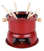 Conjunto Panela De Fondue Com Garfos 11 Pçs Vermelha