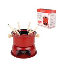 Conjunto Panela de Fondue com Garfos 11 Pçs Vermelha Conjunto Panela de Fondue com Garfos 11 Pçs Vermelha
