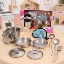 Conjunto Panela Inox Brinquedo Infantil Cozinha Menina Jogo Conjunto Panela Inox Brinquedo Infantil Cozinha Menina Jogo