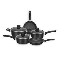 Conjunto Panela Serena Preto 5 Peça TVT Revestimento Cerâmic