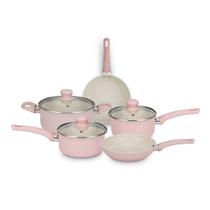 Conjunto Panela Serena Rosa 5 Peça TVT Revestimento Cerâmic