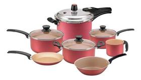 Conjunto Panela Tampa Vidro Antiaderente + Panela De Pressão