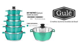 Conjunto Panelas 16 a 26 Aluminio Fundido 6 Pçs Azul Turquesa Gule