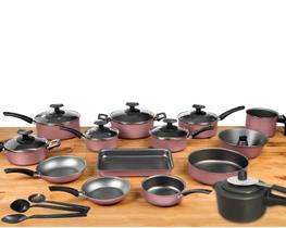 Conjunto Panelas 17 Pc Antiaderente Panela Pressão Rose Conjunto Panelas 17 Pc Antiaderente Panela Pressão Rose