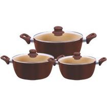 Conjunto Panelas 3 Peças Revestimento Cerâmica Antiaderente Soft Touch Mundiart Conjunto Panelas 3 Peças Revestimento Cerâmica Antiaderente Soft Touch Mundiart