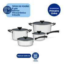 Conjunto Panelas 4 Pçs Inox solar Tramontina Revest Cerâmico