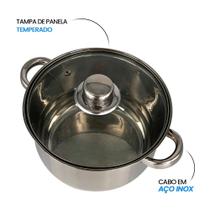 Conjunto Panelas 5 Peças Tampa Vidro Aço Inox - Wincy