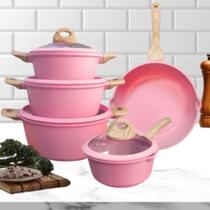 Conjunto Panelas Alta Qualidade Cor Rosa Presente Ideal Mãe