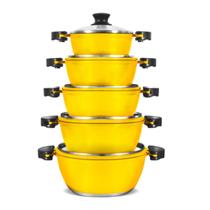 Conjunto Panelas Alumínio Fundido Gulê 5 Peças Tvt Amarelo