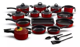 Conjunto Panelas Antiaderente 17 Peças Vermelho Conjunto Panelas Antiaderente 17 Peças Vermelho