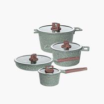 Conjunto Panelas Antiaderente Revestimento Mármore Cerâmico 4 peças Verde Conjunto Panelas Antiaderente Revestimento Mármore Cerâmico 4 peças Verde