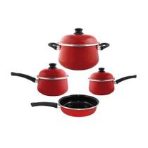 Conjunto Panelas Bojudas 4 Pcs Mae Agata Vermelho Ewel Conjunto Panelas Bojudas 4 Pcs Mae Agata Vermelho Ewel