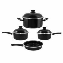 Conjunto Panelas Bojudas Ewel Esmaltadas 4 Pçs Preto Conjunto Panelas Bojudas Ewel Esmaltadas 4 Pçs Preto