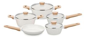 Conjunto Panelas Carmela Cerâmica 5 Peças Antiaderente, Cozimento Saudável e Prático.