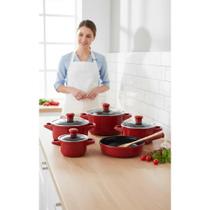 Conjunto Panelas Cerâmica 5 Pçs Vermelho Cobre Calor Superio Conjunto Panelas Cerâmica 5 Pçs Vermelho Cobre Calor Superio