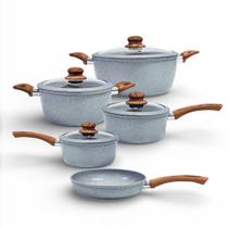 Conjunto Panelas Cerâmica 5 Peças Indução 4,5mm Cinza Conjunto Panelas Cerâmica 5 Peças Indução 4,5mm Cinza