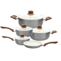 Conjunto Panelas Indução Cerâmica Antiaderente Tampa Vidro Temperado New York 5 Peças Casambiente Conjunto Panelas Indução Cerâmica Antiaderente Tampa Vidro Temperado New York 5 Peças Casambiente