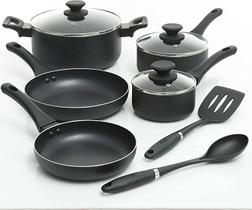 Conjunto panelas oster 5 pecas antiaderente c/ 3 tampas e 2 colheres ashford 73076.10