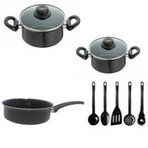 Conjunto Panelas Preta 8 Pçs Indução Cooktop Elétrico Á Gás - Jjb Utilidades