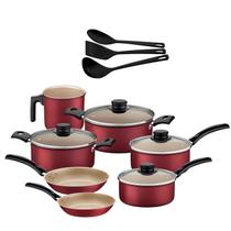 Conjunto Panelas Turim 7 pçs Vermelho com Jg Utensílios 3Pçs Tramontina