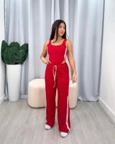 Conjunto Pantalona Feminino Body Cavado + Calça Tecido Canelado Anarruga Grosso Conjunto Pantalona Feminino Body Cavado + Calça Tecido Canelado Anarruga Grosso