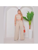 Conjunto Pantalona wide leg com cropped de ammar no linho